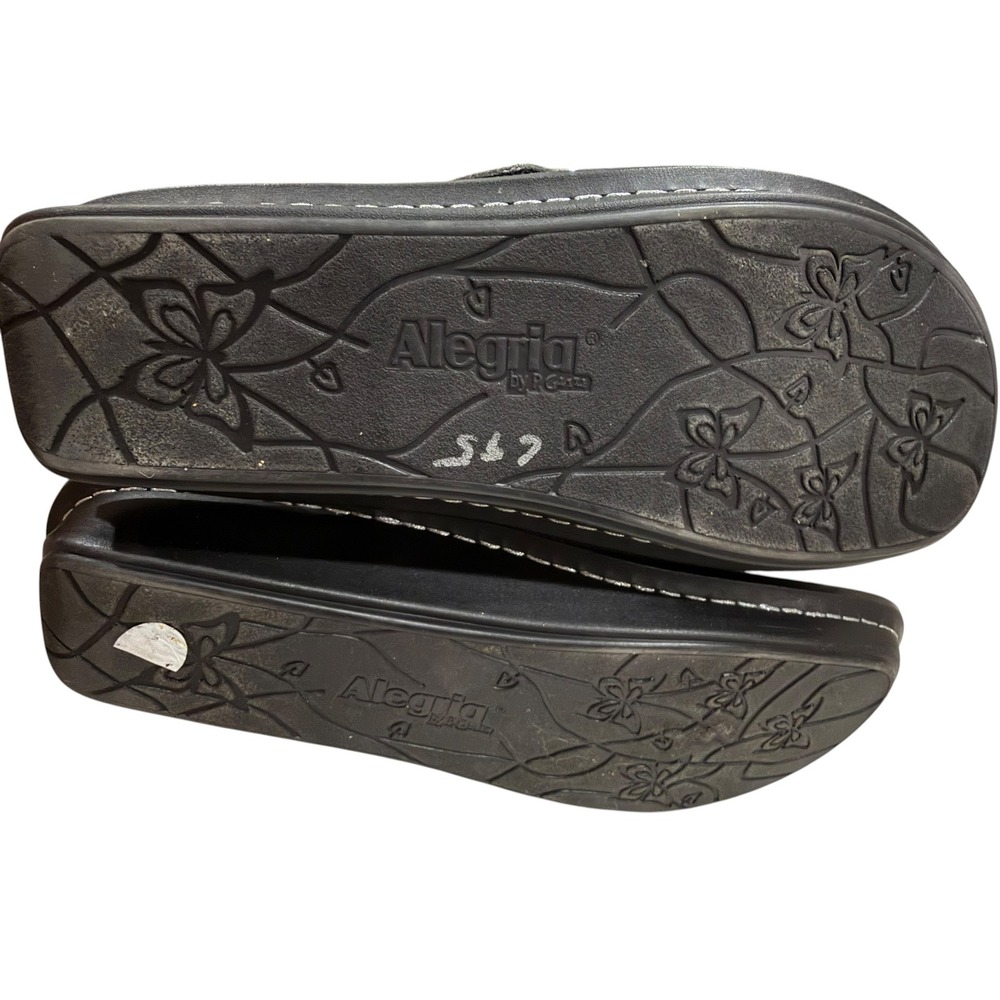 Alegria EU 40 US 9.5 Floral Print Black Leather Slide Summer Sandals - Picture 5 of 6